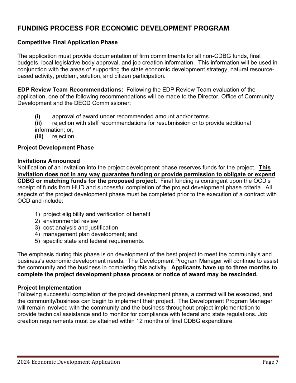 Economic Development Program Application - Maine, Page 7