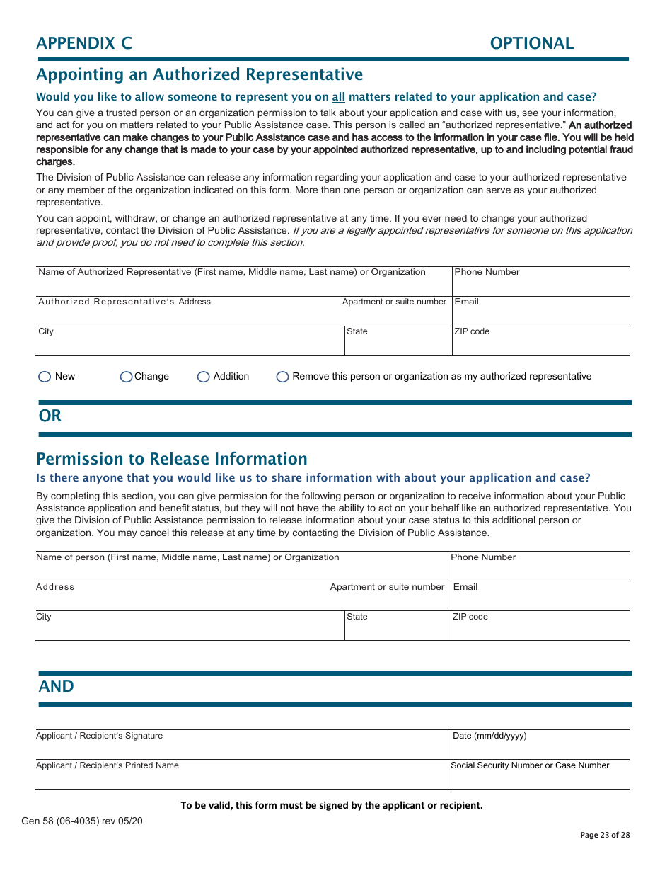Form GEN58 (06-4035) Appendix C Appointing an Authorized Representative - Alaska, Page 1