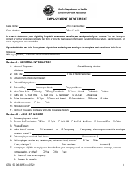 Form GEN155 (06-3955) Employment Statement - Alaska