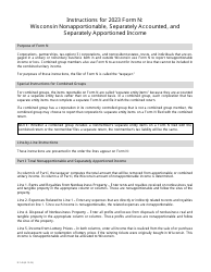 Document preview: Instructions for Form N, IC-045 Wisconsin Nonapportionable, Separately Accounted, and Separately Apportioned Income - Wisconsin