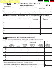 Document preview: Form IC-014 Schedule MS Wisconsin Manufacturer's Sales Tax Credit Carryforward Allowable - Wisconsin, 2023