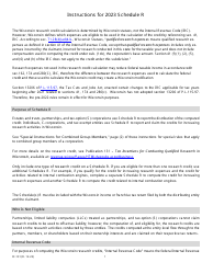 Instructions for Form IC-031 Schedule R Wisconsin Research Credits - Wisconsin