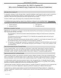 Document preview: Instructions for Form IC-075 Schedule RT Wisconsin Related Entity Expenses Disclosure Statement - Wisconsin, 2023