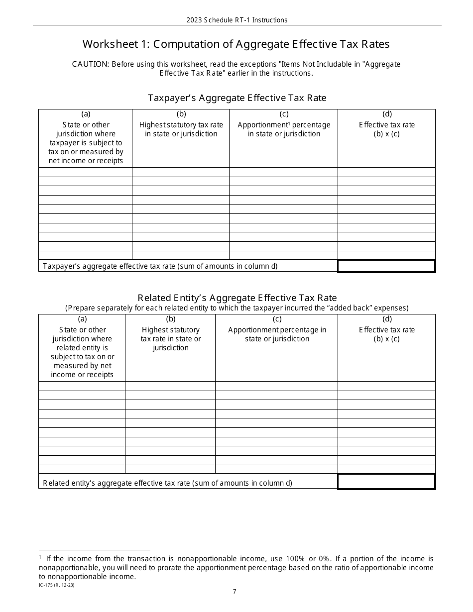 Instructions for Form IC-075 Schedule RT Wisconsin Related Entity Expenses Disclosure Statement - Wisconsin, Page 7