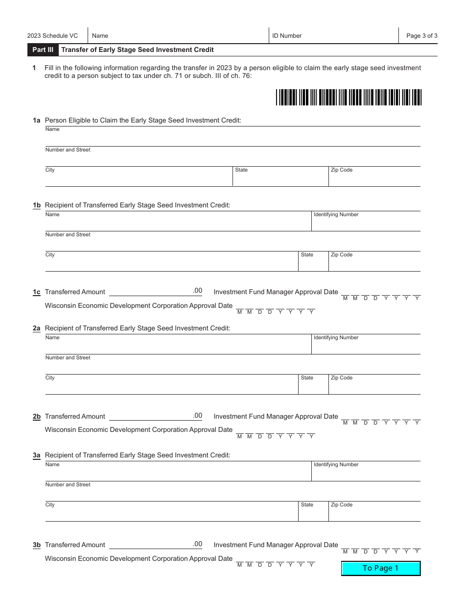 Form IC-039 Schedule VC Wisconsin Venture Capital Credits - Wisconsin, Page 3
