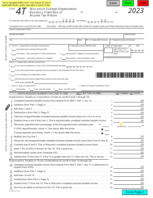 Form 4T (IC-002) 2023 Printable Pdf