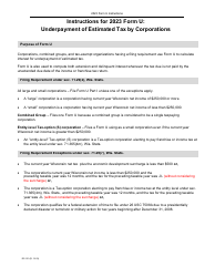 Instructions for Form U, DC-033 Underpayment of Estimated Tax by Corporations - Wisconsin