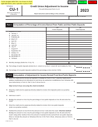 Document preview: Form IC-080 Schedule CU-1 Credit Union Adjustment to Income - Wisconsin