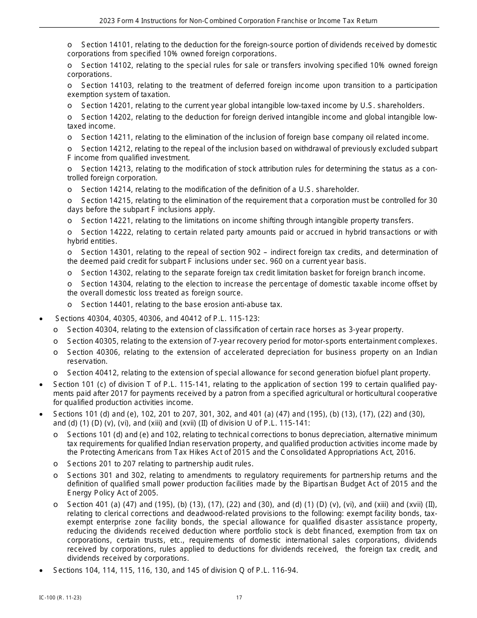 Instructions for Form 4, IC-040 Wisconsin Non-combined Corporation Franchise or Income Tax Return - Wisconsin, Page 17