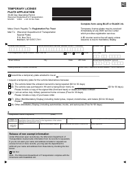 Document preview: Form MV2505 Temporary License Plate Application - Wisconsin