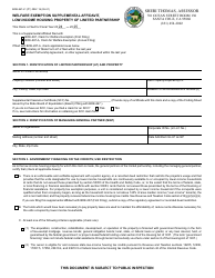Document preview: Form BOE-267-L1 Welfare Exemption Supplemental Affidavit, Low-Income Housing Property of Limited Partnership - County of Santa Cruz, California