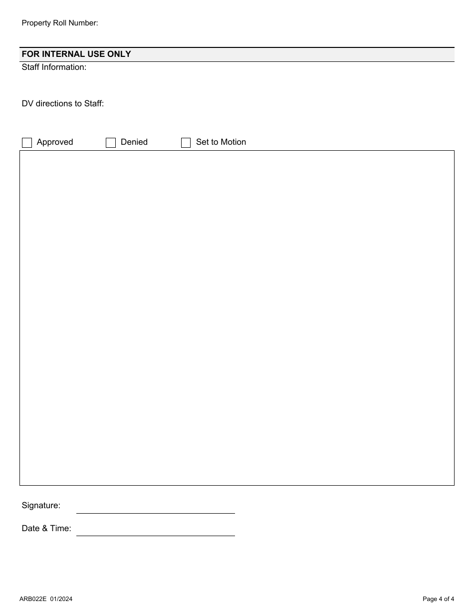 Form ARB022E Request to Reinstate an Appeal - Ontario, Canada, Page 4