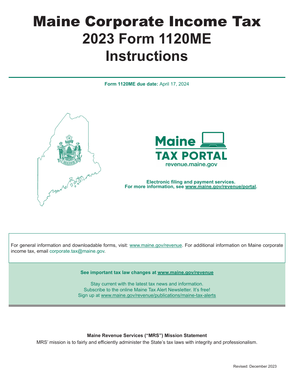 Instructions for Form 1120ME Maine Corporate Income Tax Return - Maine, Page 1