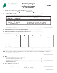 Document preview: Form 1120W-ME Corporate Income Tax Estimated Tax Worksheet for Form 1120es-Me - Maine, 2023