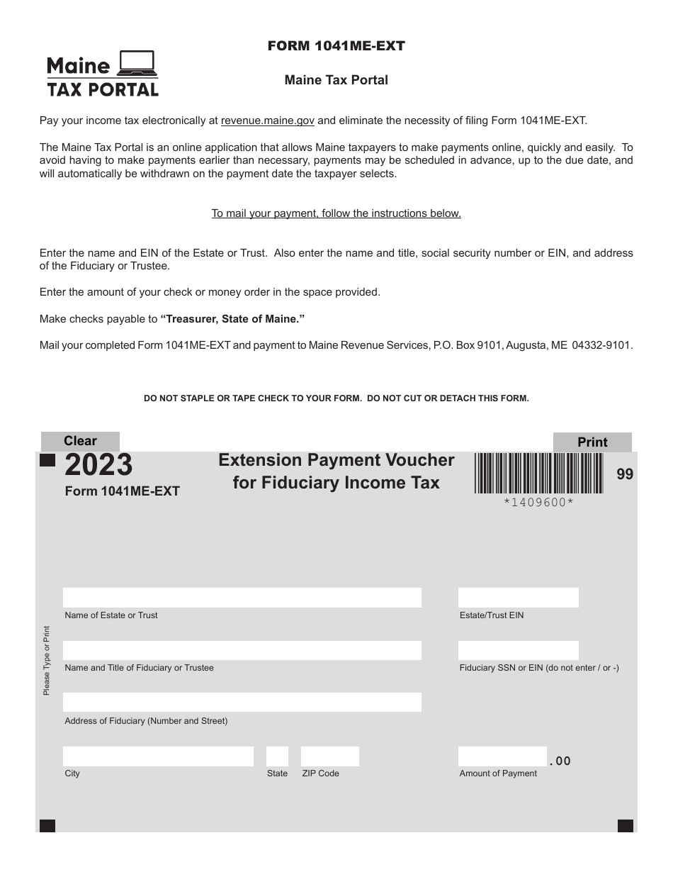 Form 1041MEEXT Download Fillable PDF or Fill Online Extension Payment