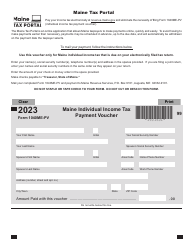 Document preview: Form 1040ME-PV Maine Individual Income Tax Payment Voucher - Maine, 2023