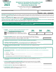 Document preview: Form 1040ME Schedule NR Schedule for Calculating the Nonresident Credit - Part-Year Residents, Nonresidents and Safe Harbor Residents Only - Maine, 2023