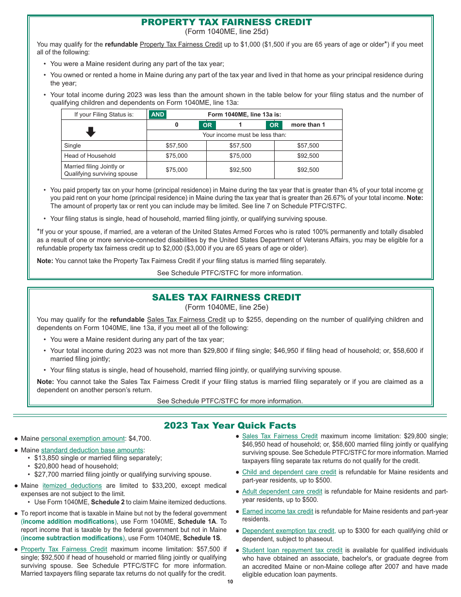 Download Instructions for Form 1040ME Maine Individual Income Tax PDF ...