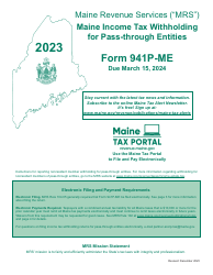 Document preview: Instructions for Form 941P-ME Pass-Through Entity Return of Maine Income Tax Withheld From Members - Maine