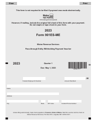 Document preview: Form 901ES-ME Pass-Through Entity Withholding Payment Voucher - Maine, 2023