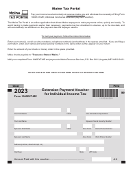Document preview: Form 1040EXT-ME Extension Payment Voucher for Individual Income Tax - Maine, 2023