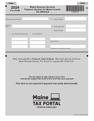 Document preview: Form 900ME Payment Voucher for Maine Income Tax Withheld - Maine, 2024