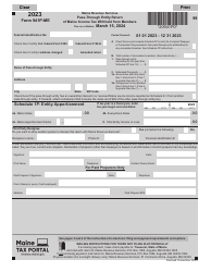 Document preview: Form 941P-ME Pass-Through Entity Return of Maine Income Tax Withheld From Members - Maine, 2023