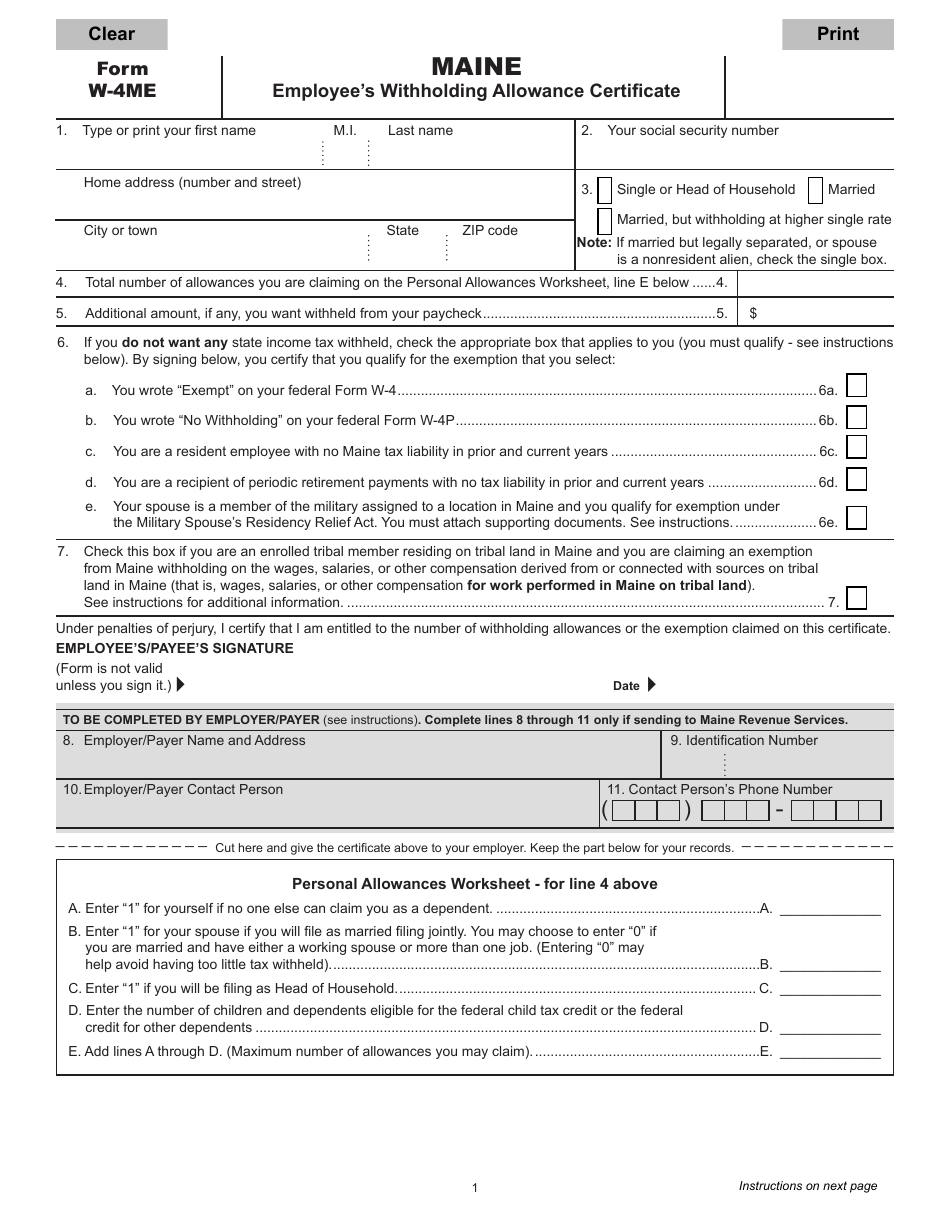 Form W 4me Fill Out Sign Online And Download Fillable Pdf Maine Templateroller 5820