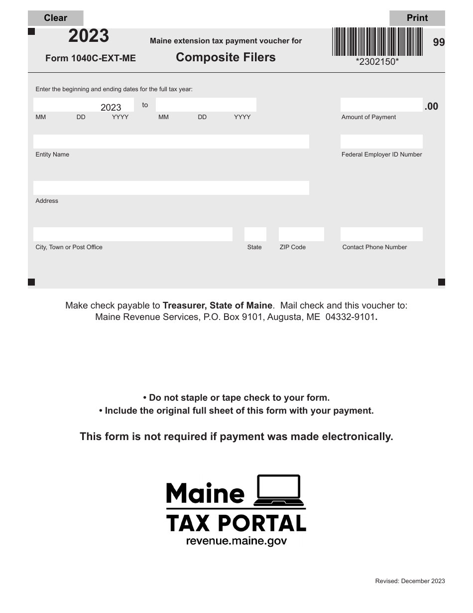 Form 1040CEXTME 2023 Fill Out, Sign Online and Download Fillable