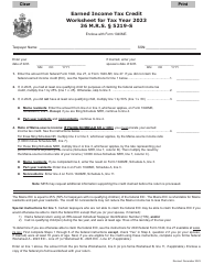 Document preview: Earned Income Tax Credit Worksheet - Maine, 2023