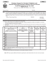 Document preview: Employer Support for Volunteer Firefighters and Volunteer Municipal Emergency Medical Services Persons Credit Worksheet - Maine, 2023