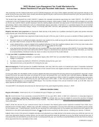 Student Loan Repayment Tax Credit Worksheet for Maine Resident &amp; Part-Year Resident Individuals - Maine, Page 2