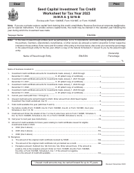 Document preview: Seed Capital Investment Tax Credit Worksheet - Maine, 2023