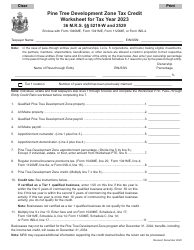 Pine Tree Development Zone Tax Credit Worksheet - Maine