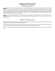 Renewable Chemicals Tax Credit Worksheet - Maine, Page 4