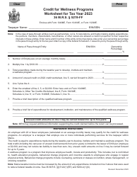 Document preview: Credit for Wellness Programs Worksheet - Maine, 2023