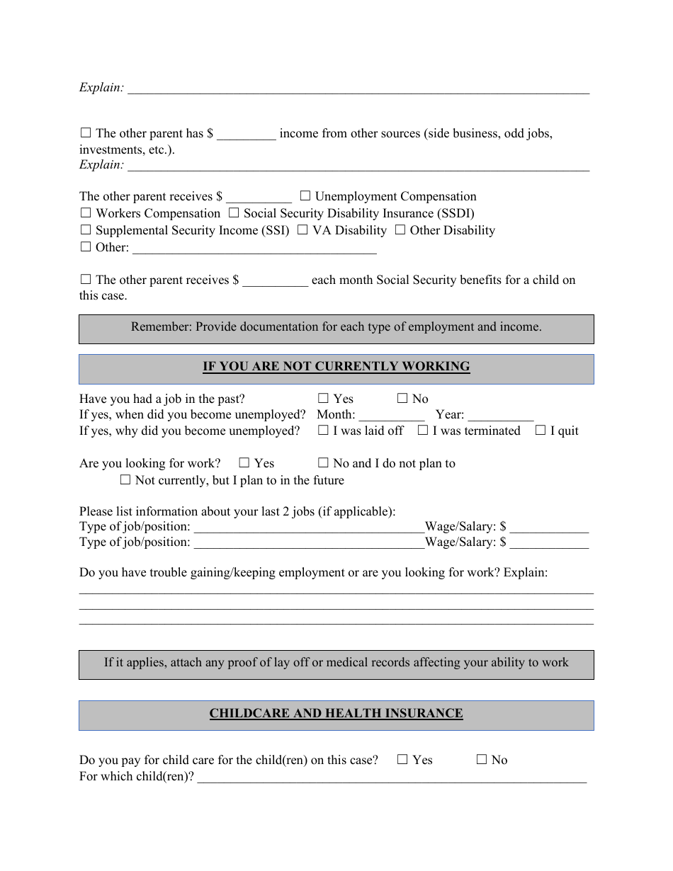 Child Support Domestic Relations Affidavit - Kansas, Page 4