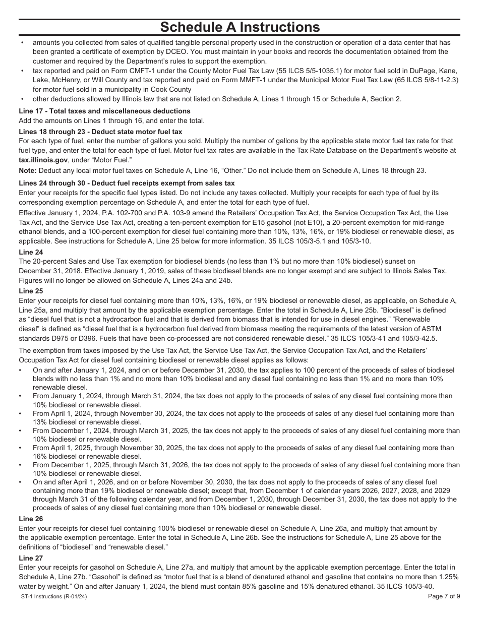 Instructions for Form ST-1, 002 Sales and Use Tax and E911 Surcharge Return - Illinois, Page 7