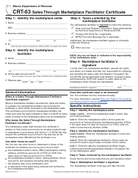 Document preview: Form CRT-63 Sales Through Marketplace Facilitator Certificate - Illinois