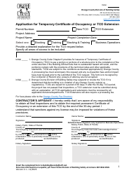 Document preview: Application for Temporary Certificate of Occupancy or Tco Extension - Orange County, Florida