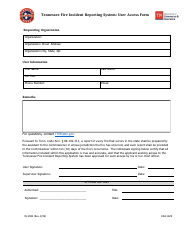 Document preview: Form IN-1982 Tennessee Fire Incident Reporting System: User Access Form - Tennessee