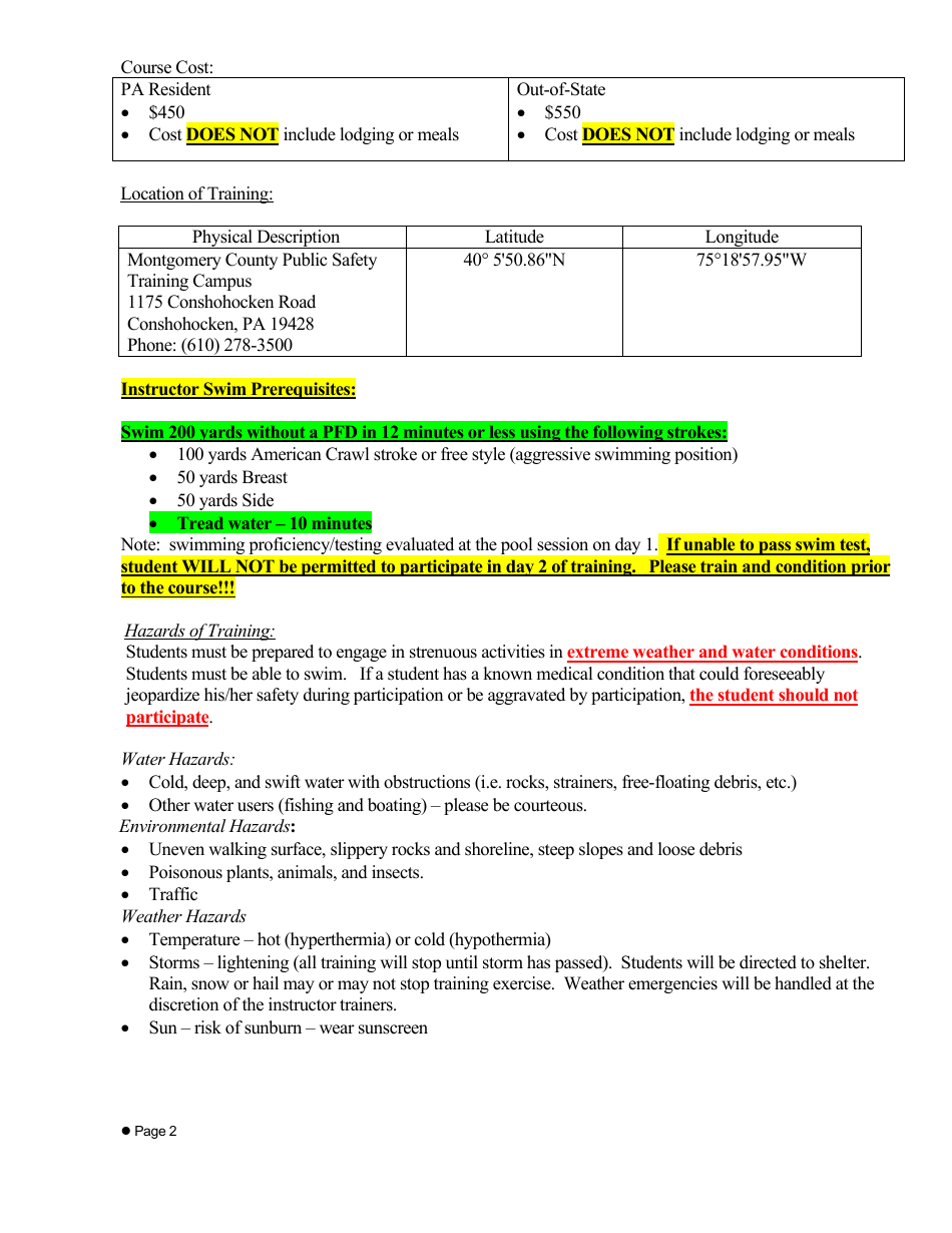 Advanced Line Systems Rescue Non-credit Registration Form - Pennsylvania, Page 2