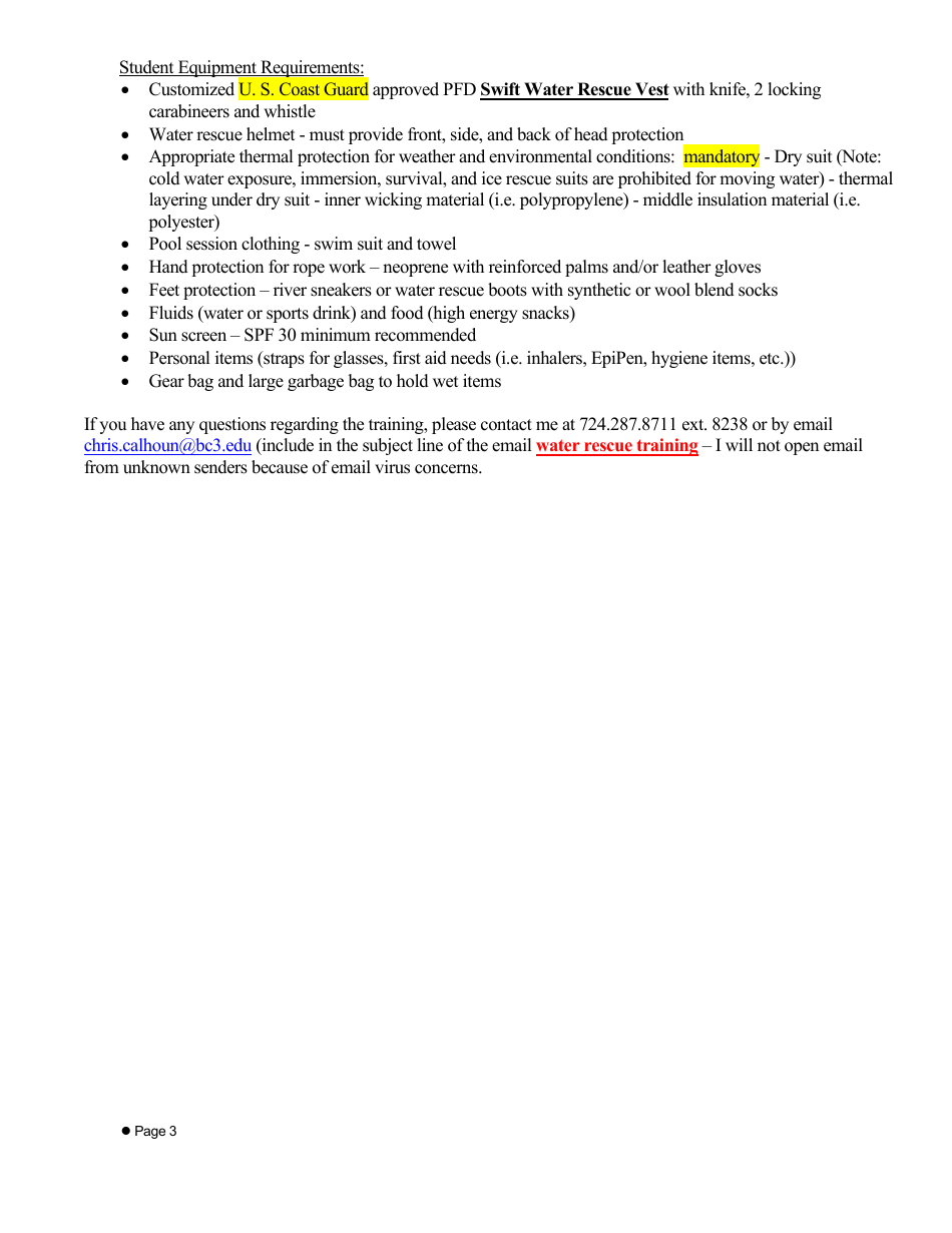 Advanced Line Systems Rescue Non-credit Registration Form - Pennsylvania, Page 3