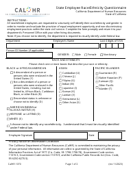 Document preview: Form CALHR1070 State Employee Race/Ethnicity Questionnaire - California