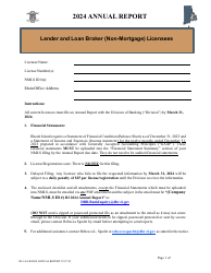 Document preview: Lender and Loan Broker (Non-mortgage) Licensees Annual Report - Rhode Island, 2024