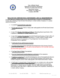 Document preview: Corporate Broker Application - Rhode Island