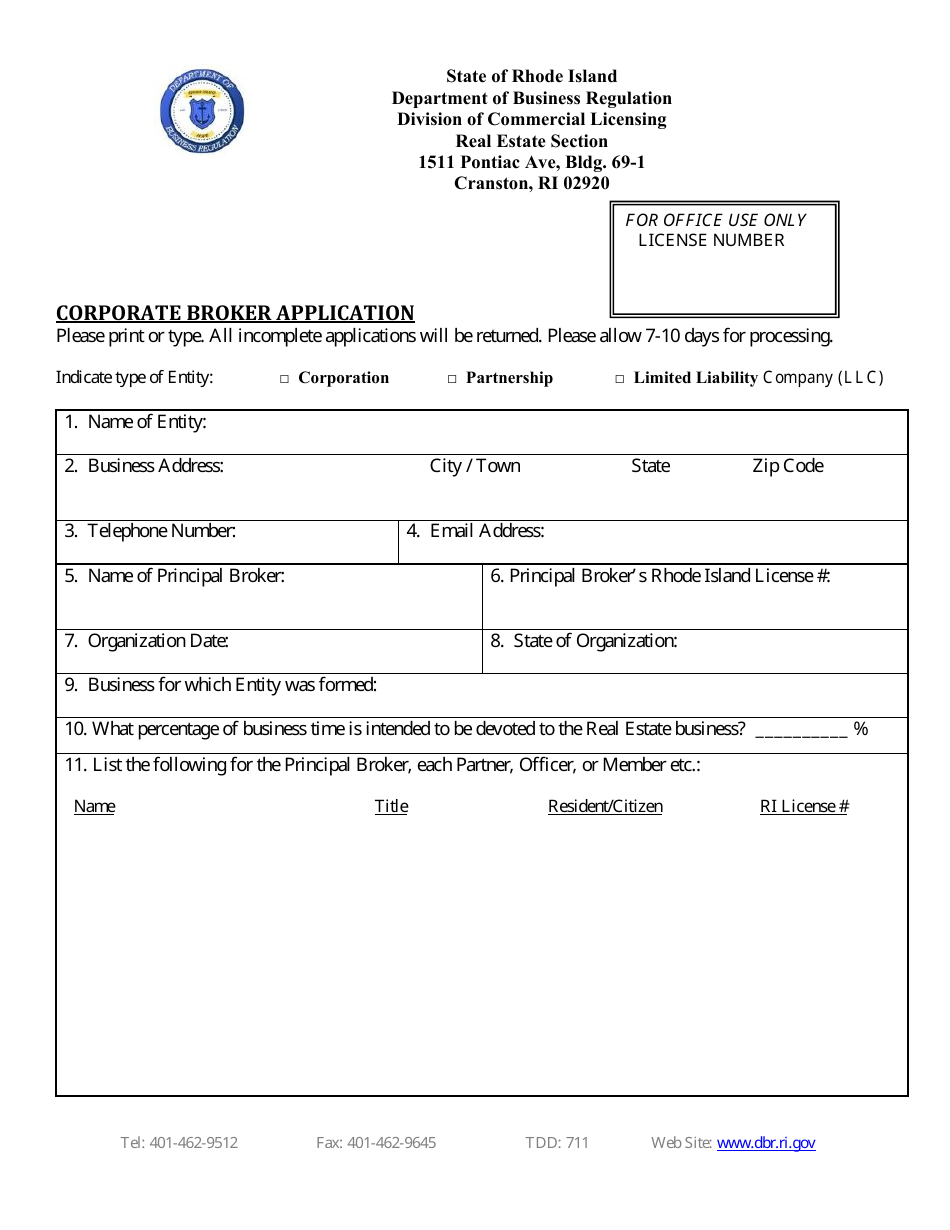Corporate Broker Application - Rhode Island, Page 3