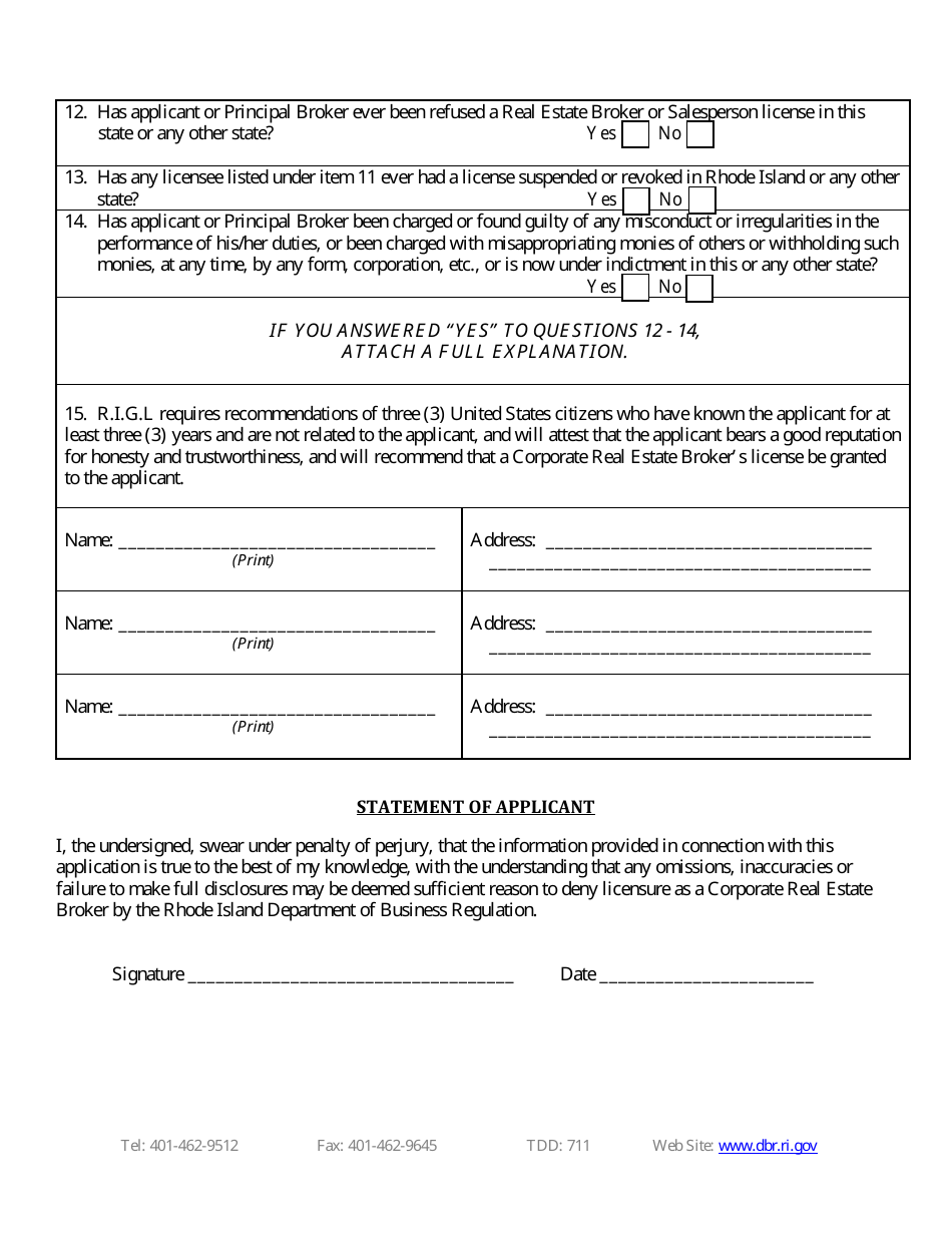 Corporate Broker Application - Rhode Island, Page 4