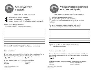 Document preview: Form PL-SH900 Self-help Center Feedback - County of Placer, California (English/Spanish)