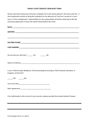 Document preview: Family Court Services Complaint Form - County of Placer, California